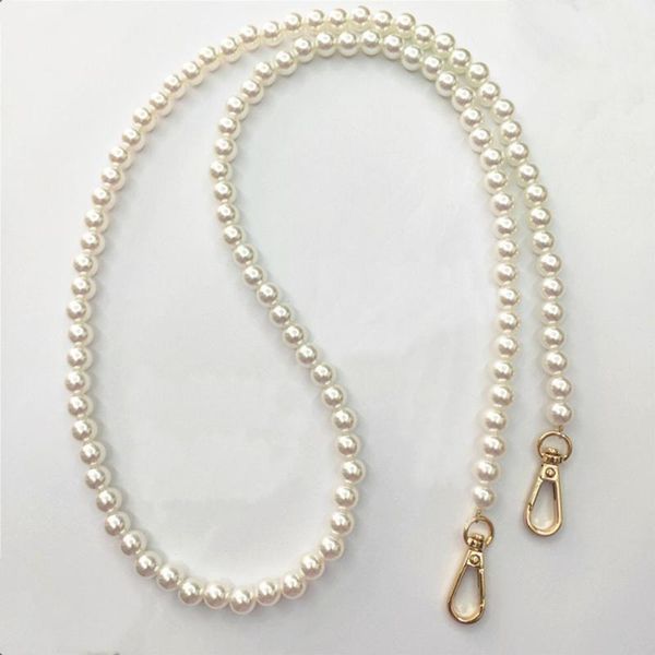 

brand pearl strap for bags handbag accessories purse belt handles cute bead chain tote women parts gold clasp bag &, Black