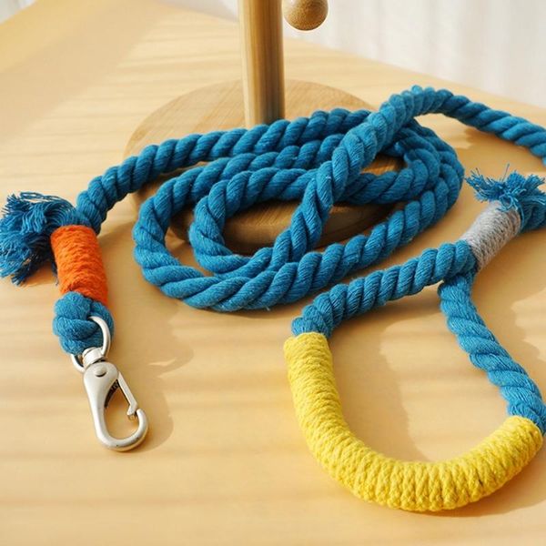 

dog collars & leashes 150cm durable strong round cotton braided lead rope belt for pet training walking leash