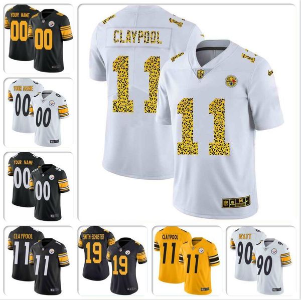

chase claypool juju smith-schuster tj watt jersey alejandro villanueva ben roethlisberger custom ameircan football jerseys official sports, Black