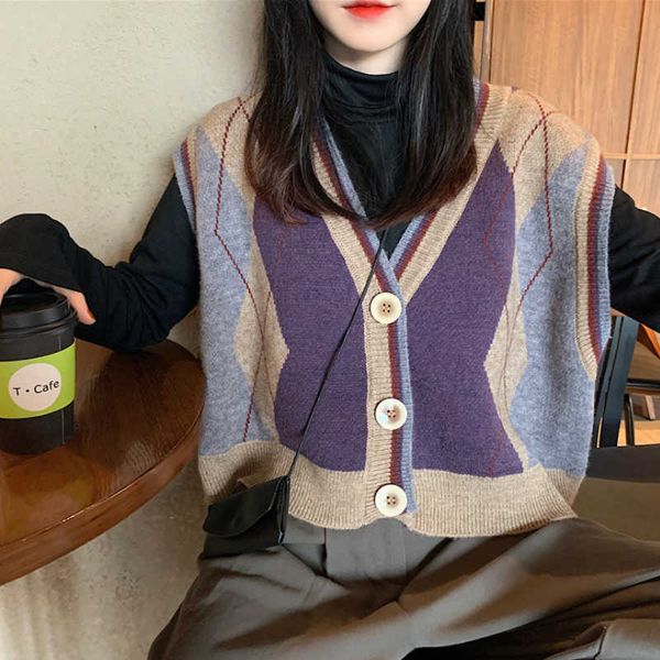 

women's sweaters knitted warm soft cardigan sweater vest jacket autumn loose short v-neck bkt6, White;black