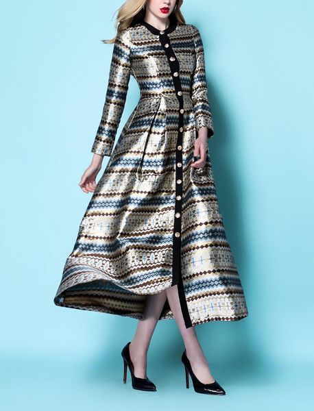 

casual dresses ol maxi dress 2021 fashion women's o neck jacquard long lady hit color spring autumn s-3xl, Black;gray