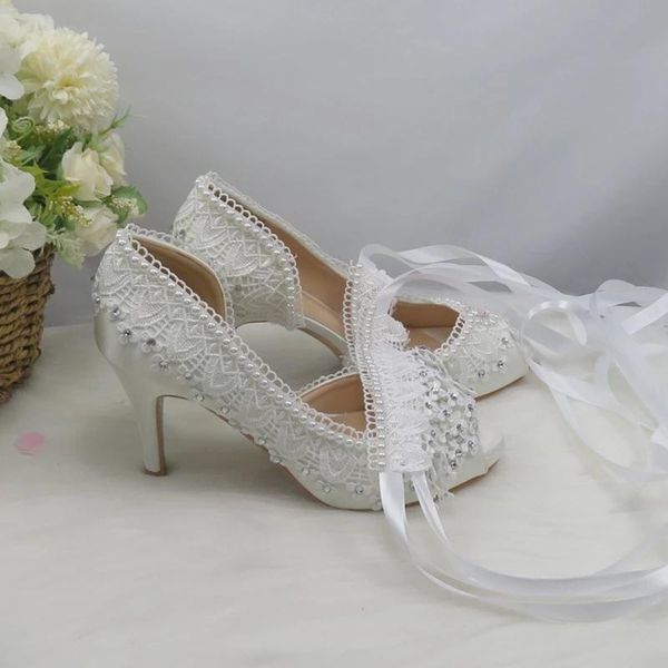 

dress shoes lace flower white bride wedding women open toe party ladies high heel pumps peep thin heels princess, Black