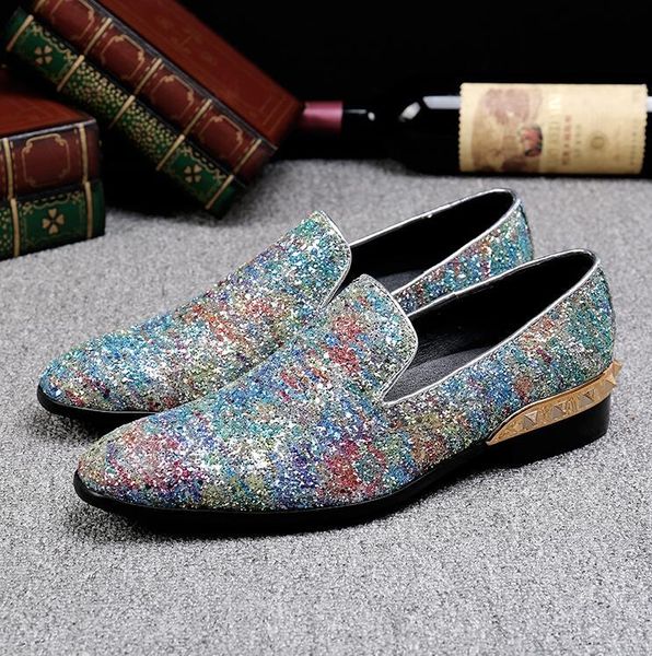 

dress shoes men flat 2021 fashion party and wedding breathable shiny eather casual formal, Black
