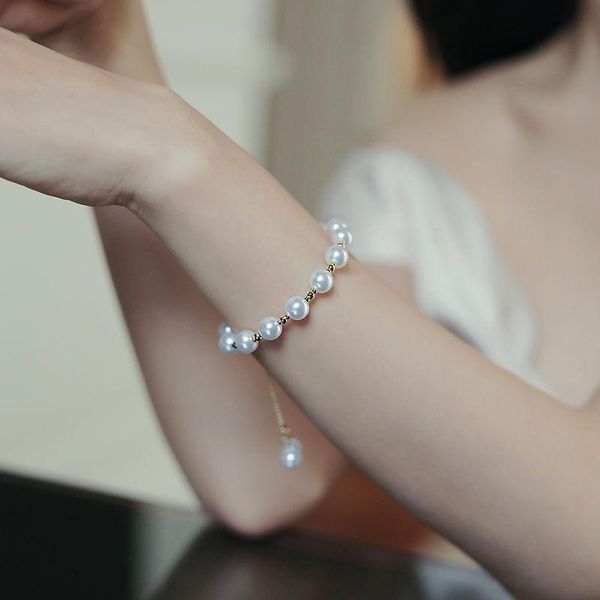 

bangle fancy pearl bracelet ins wind korean niche design simple super fairy gentle girl, Black