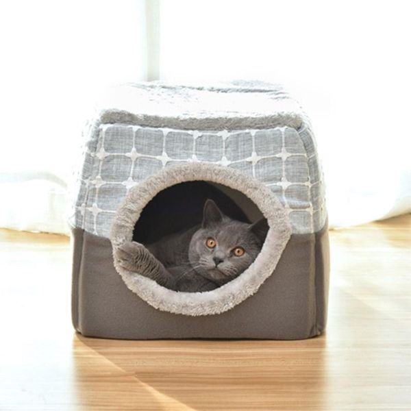 

winter trapezoidal cat dog bed house soft warm animal puppy cave sleeping mat pad nest kennel pet supplies foldable beds & furniture