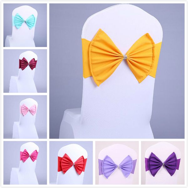 10 Farben Elastizier Stuhl Deckt Sashes Sashes Bankett Bowknot Chiffon Hochzeitsfeiern Accessoires