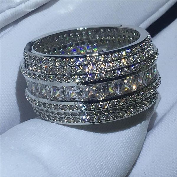 

cluster rings 2021 luxury ring simulated diamond cz jewelry 925 sterling silver engagement wedding band for women men party, Golden;silver