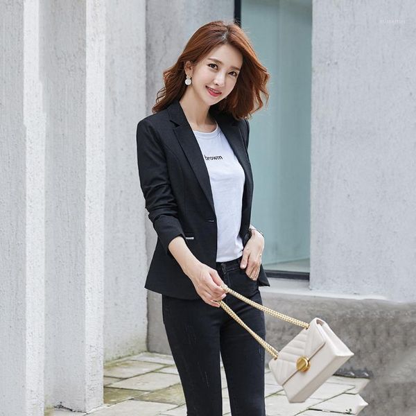 

casual blazer women's 2021 spring autumn korean short paragraph wild temperament blazers women stitching one button suit z1019 suits &, White;black