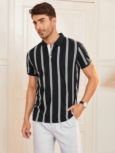 

men striped polo shirt a9mz#, White;black