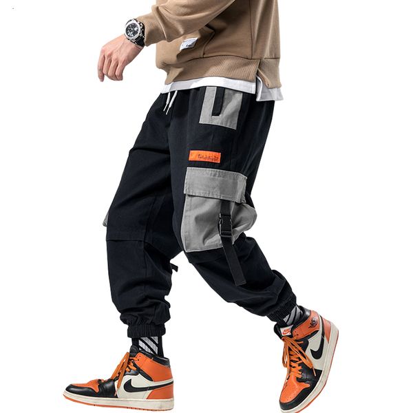 

men's pants streetwear harem overalls s baggy harajuku cargo hip hop trousers casual k7iw, Black