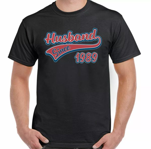 

husband since 1989 mens funny wedding t-shirt fathers valentines, White;black