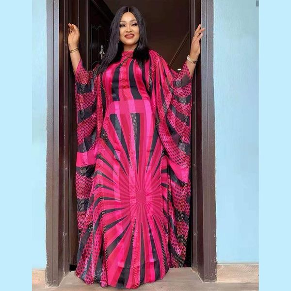 

plus size loose africa clothing chiffon hippie 2 piece set dress african print women dashiki fashion kanga ethnic, Red
