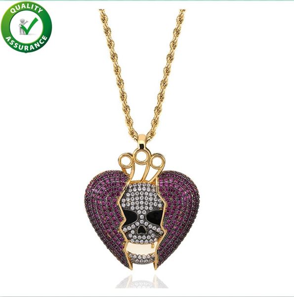 

hip hop designer jewelry luxury pendant boys iced out cz diamond skeleton pendants for men with rope chain broken heart wedding accessories, Silver