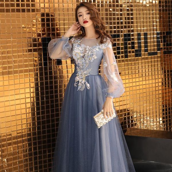 

ethnic clothing long sleeve dress female summer fairy mesh o-neck navy blue star dreamy ladies birthday club party autumn, Red
