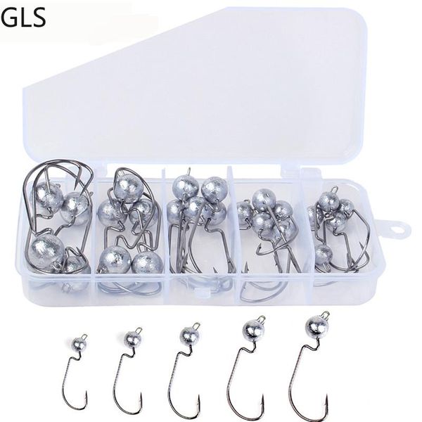 

fishing hooks 25pcs/ set fish hook 3.5g 5g 7g 10g 14g lead jig lure hard baits soft worm tackle