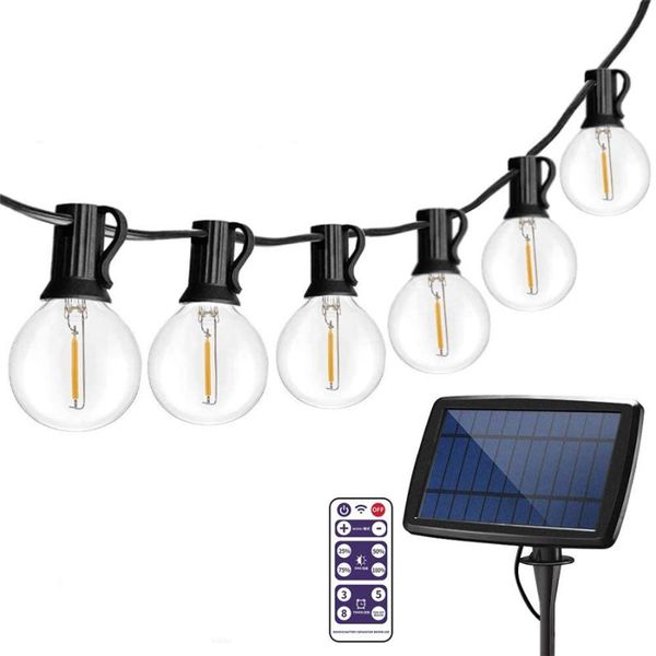 

strings remote control g40 outdoor solar string light 25ft globe patio lights for backyard balcony deck party cafe bistro decor