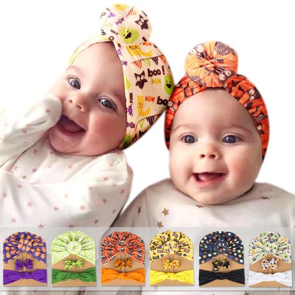 

hair accessories 3pc halloween print baby cute hat headband bow girls boys borns toddlers cartoon printing 2021 children, Slivery;white