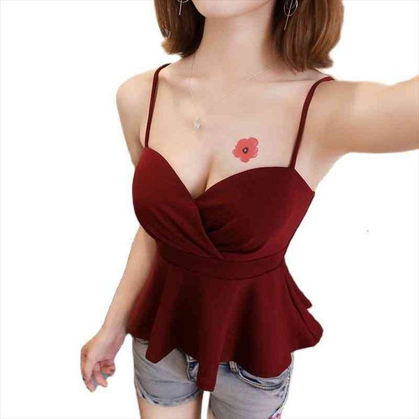 

v neck womens tank ruffle backless cute summer fashion zip built in bra removable padded camisole, White