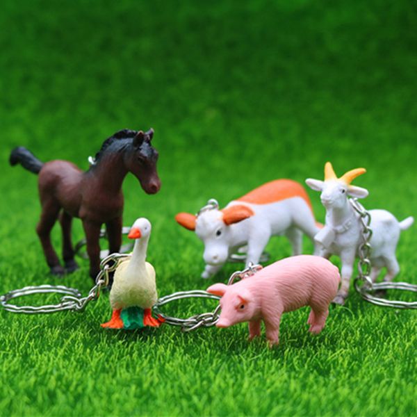 10 Teile/los Bauernhof tier schlüsselanhänger pferd kuh ente schweinchen ziege anhänger kreative nette handwerk geschenk zubehör schönes geschenk für freundin