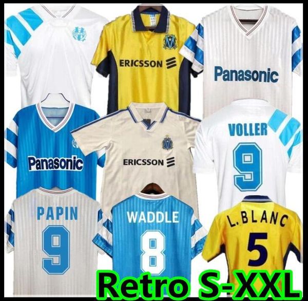 

90 91 93 98 99 olympique retro marseille commemorate shirt deschamps papin boli desailly soccer jersey voller marseille football pires, Black;yellow