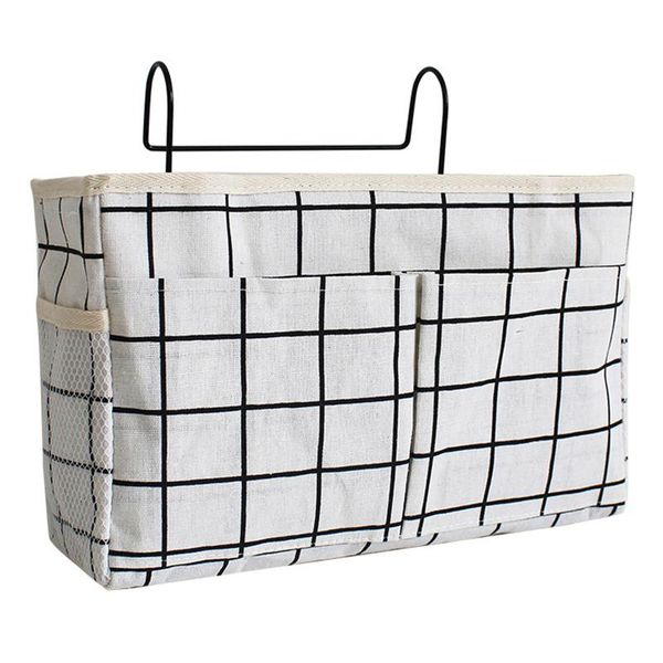

hanging storage bag plaid print solid organizers holder home decoration household supplies containers with hook space saver boxes & bins