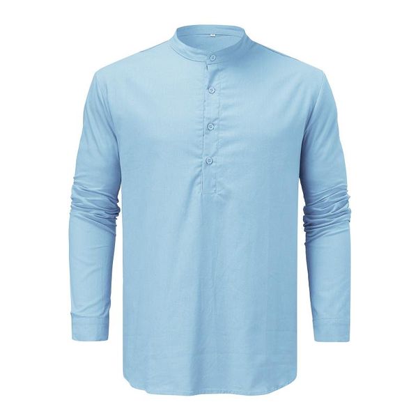 

men's casual shirts stand collar for men autumn shirt long sleeve solid color business blouse camisas hombre, White;black