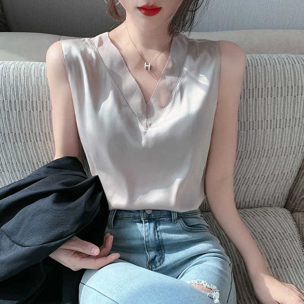 

summer korean fashion satin tank women mesh sleeveless for plus size xxxl streetwear woman 210531, White