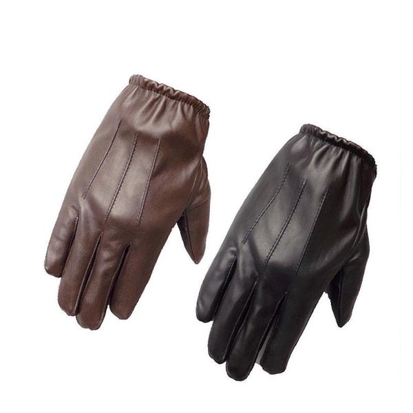 

steering wheel covers 1 pair genuine leather men gloves for driving autumn winter plus thin warm touch screen velvet trend waterproof glove