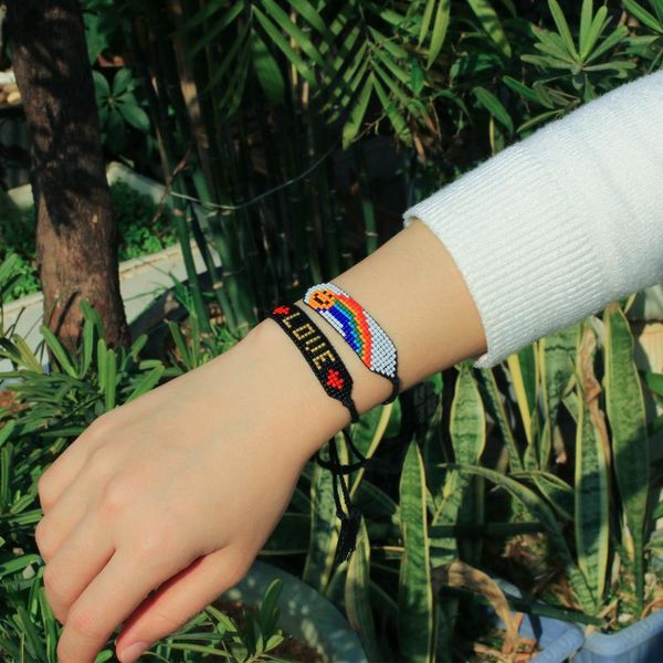 

charm bracelets kelitch miyuki bracelet letter " love me gift for women pulseras wholesale jewelry handmade fashion femme, Golden;silver