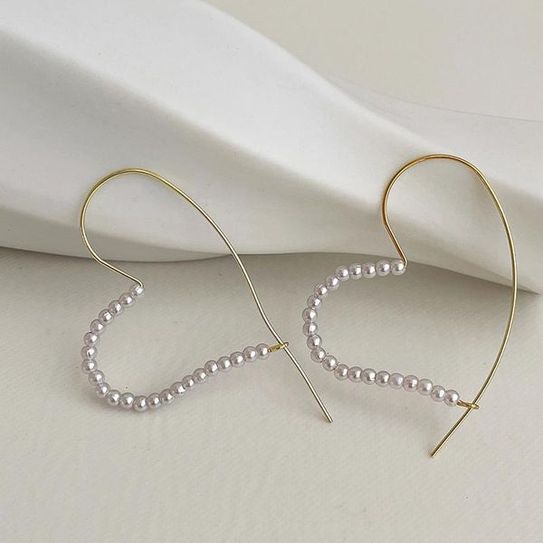 

hoop & huggie simple multi mini tiny beads heart earrings for women 4.5cm big large thin hoops with charms jewelry femme, Golden;silver