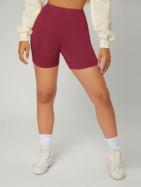 

solid high waist biker shorts g8nm#, Black