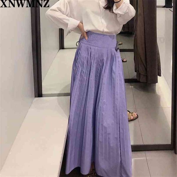 

spring and autumn fashion women's high waist midi pleated solid color half length elastic skirt lady lavender pleated skirt 210520, Black