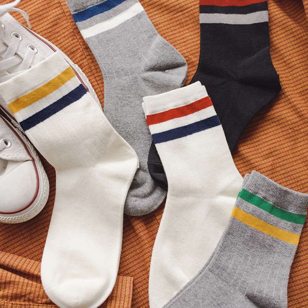 

college style pure cotton stripe middle, Black;white