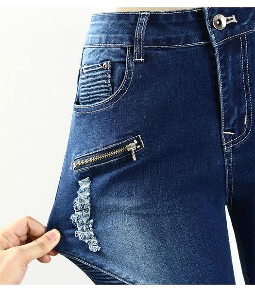 

20112077 Youaxon Womens Motorcycle Biker Zip Mid High Waist Stretch Denim Skinny Pants Motor Jeans For Women, Blue