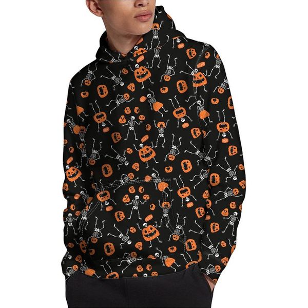

halloween dancing pumpkin pattern men s 3d printing hoodie visual impact party punk gothic round neck american sweatshirt hoodie, Black