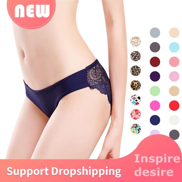 

women's panties ellolace lingerie underwear set mesh lace ladies one oiece ice silk seamless low-waist briefs, Black;pink