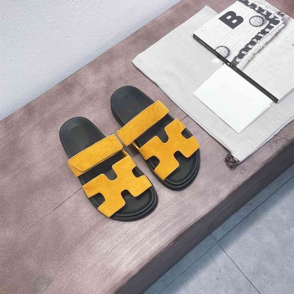 

21 spring and summer new leather h slippers fashion flat bottom british high end guangzhou sandals hnei zmm, Black