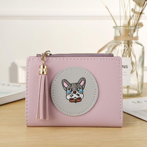 

purse girls pu leather short wallets women cartoon coin purses clutch students' card holder cartton tassel 9z, White
