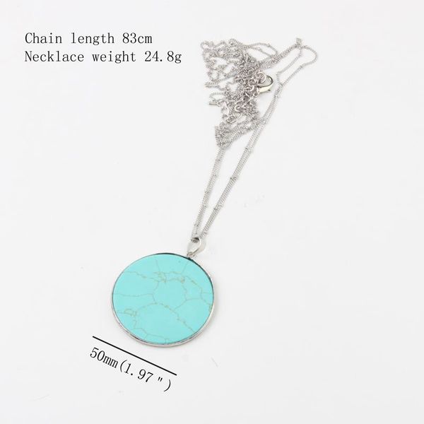 

pendant necklaces beadsland necklace fashion bohemia round natural stone chain women girls party christmas gift 40498, Silver
