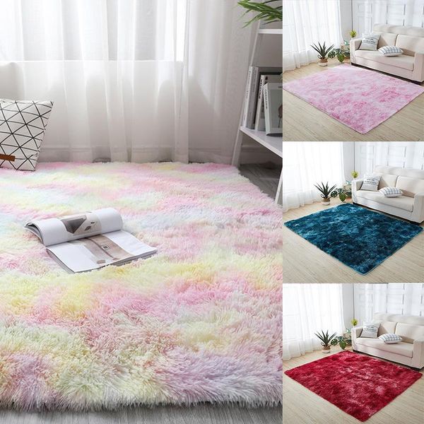 

anti-slip tie dye gradient color carpet fluffy floor mats living room bedroom decoration carpets