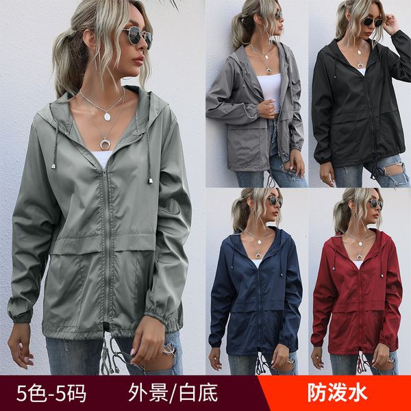 

luxury women's jackets women's zipper hoodie lightweight outdoor walking raincoat et for women, Black;brown