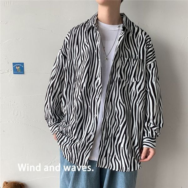 

hong kong japanese style zebra male fashion couple inch shirt joker jacket, White;black