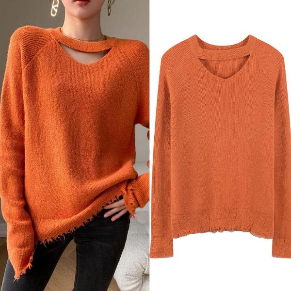 

spring autumn women sweaters and pullovers fashion korean style front hole long sleeve knitwear tassel jumper jersey women's, White;black