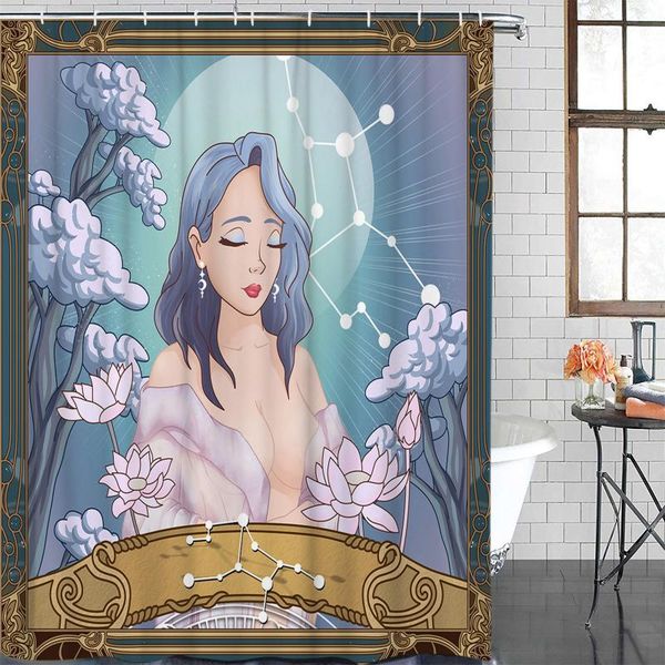 

twelve constellations shower curtain polyester fabric waterproof curtains modern bathroom