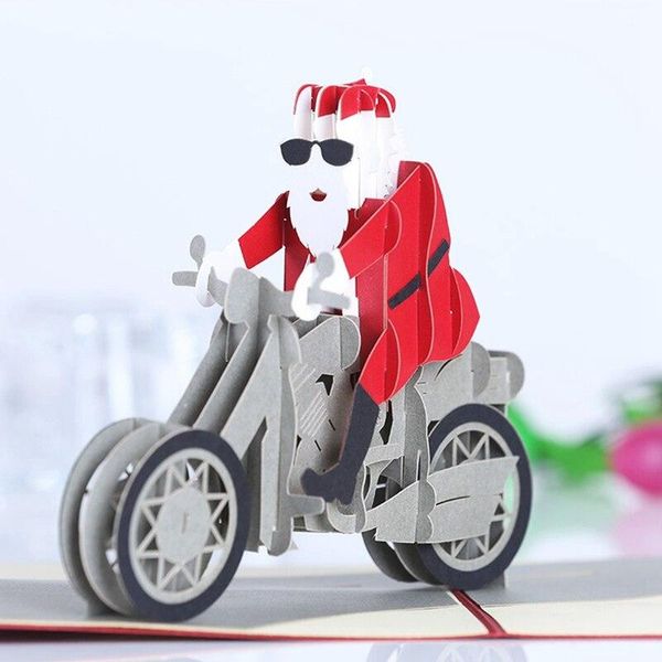 

greeting cards santa claus motorcycle stereo card christmas gift merry decoration sticker tailoring