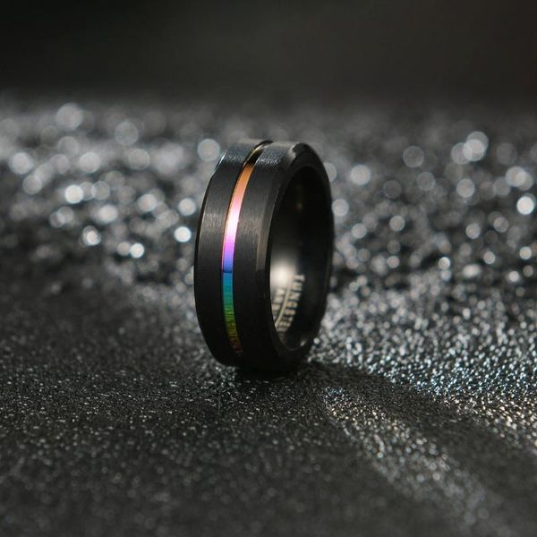 

cluster rings 8mm width exquisite black color men women tungsten carbide couple anillos 100% steel ring, Golden;silver