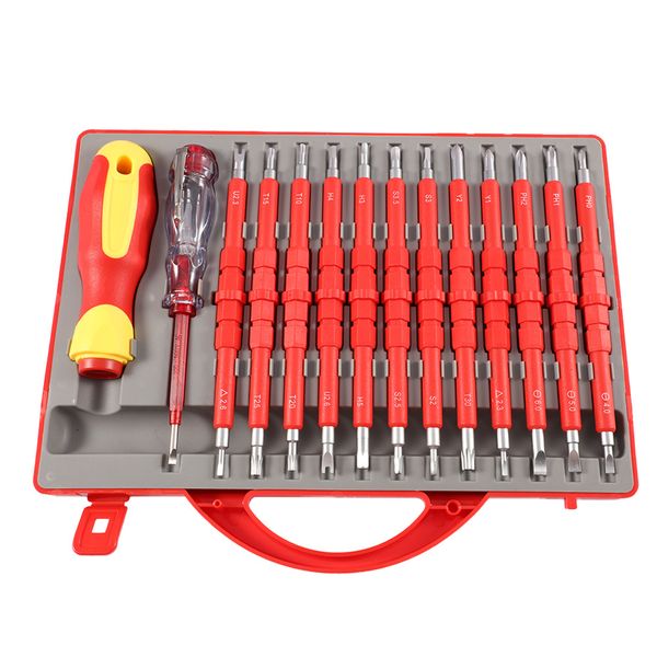 

26 in 1 insulated screwdriver set slotted torx magnetic screwdriver bits double end screw bit set for electricians repair tools