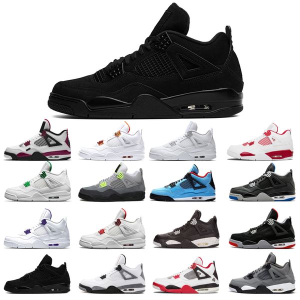 

4 4s basketball shoes men woman black cat court purple university red bred orange metallic white cement cool grey sneakers