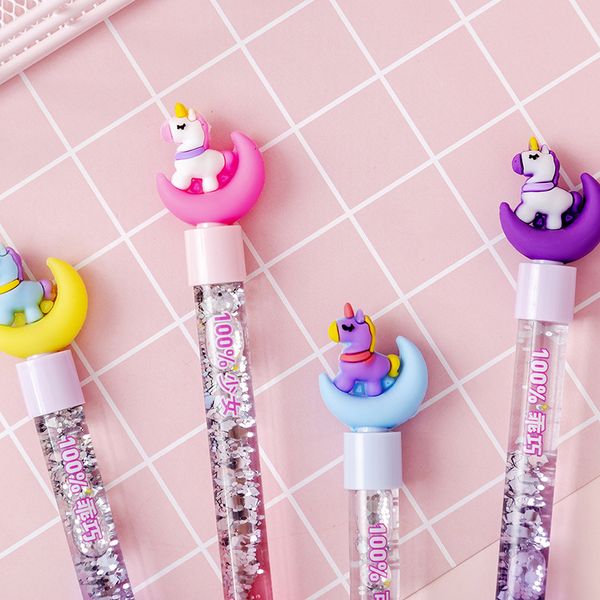 

pen cartoon unicorn quicksand neutral primary school gift black signature children's stationery