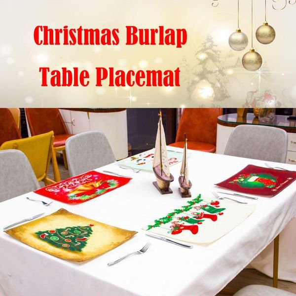 

mats & pads placemat table mat bowl fork decoration home party christmas print burlap kitchen dining accessories available